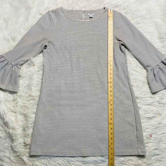 J. Crew Womens Knit A Line Striped Peplum Sleeve Black Ivory Dress Size Large - Picture 7 of 11
